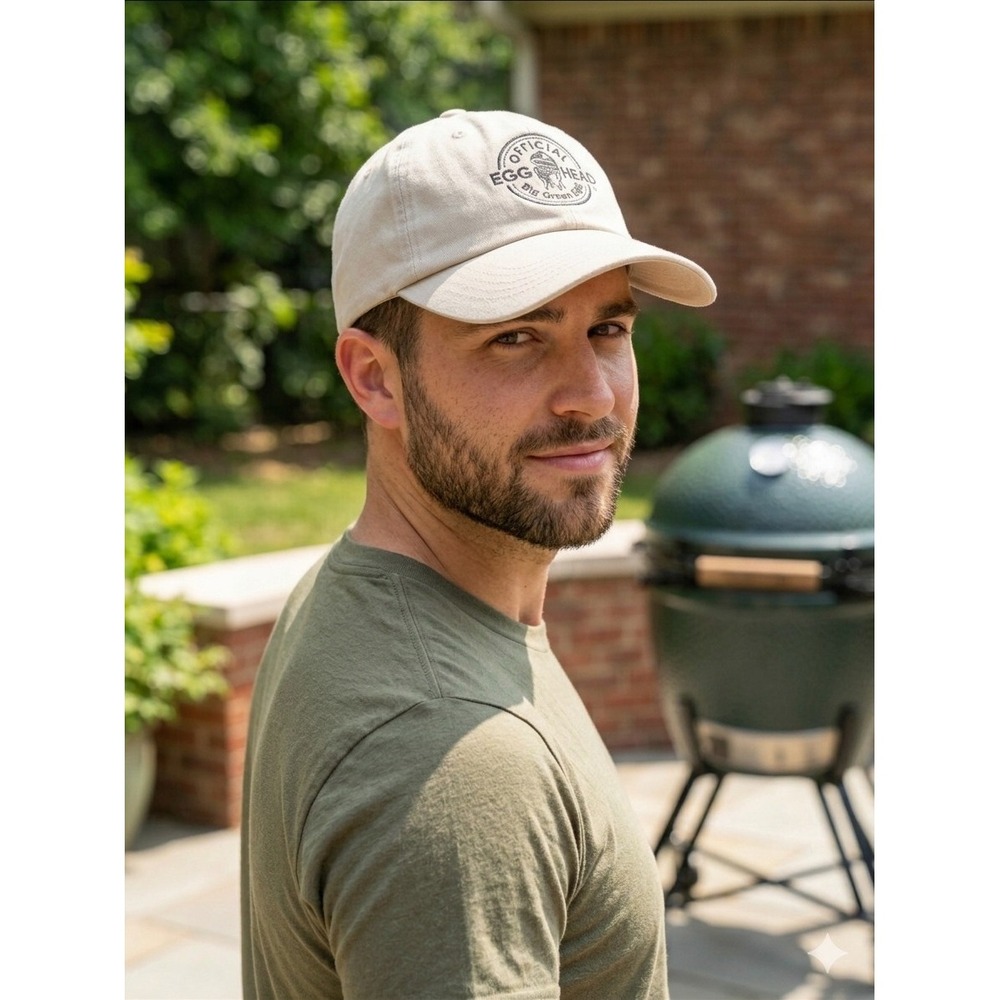 Big Green Egg Hat Official Egg Head Khaki Beige Cotton Embroidered BBQ Grilling